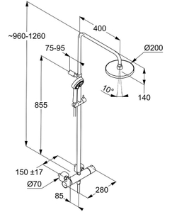 Душевая система Kludi Logo, с термостатом, хром, 6809805-00 схема