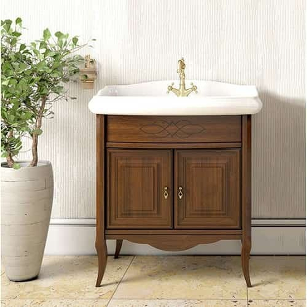 Тумба Лоренцо 80, цвет свет.орех с раковиной OPADIRIS Виктория 80