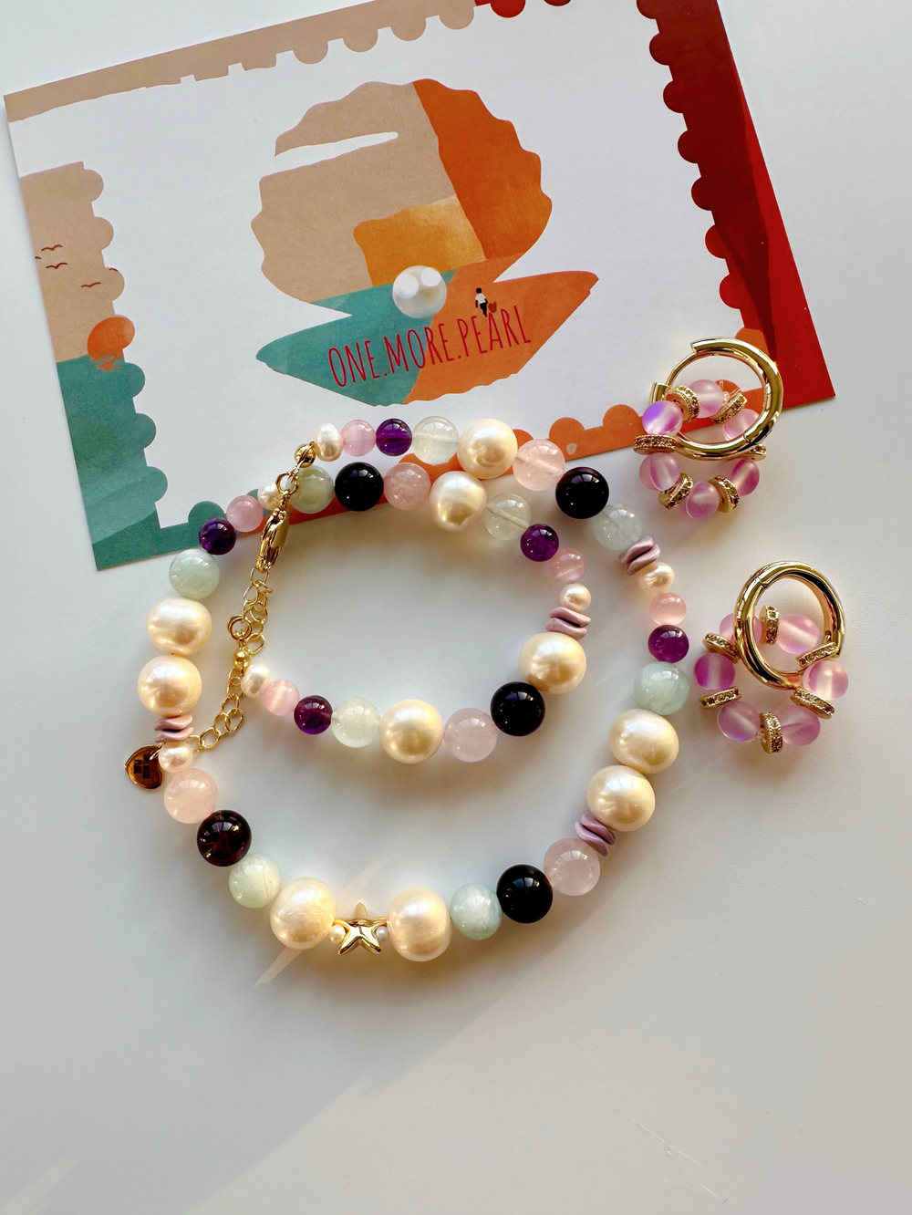 Серьги Лавандовые кольца с фианитами