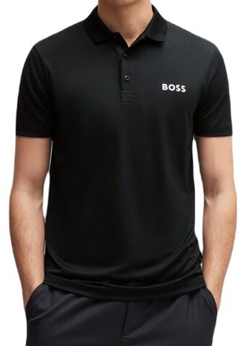 Мужское теннисное поло BOSS Paddytech Degradé-Jacquard Polo Shirt - черный