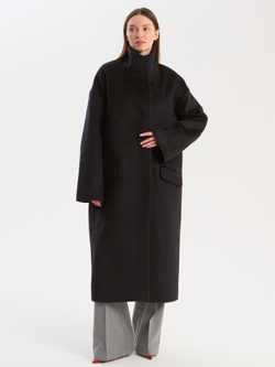Пальто удлиненное ворсовое черное