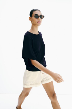 ZARA ТОП С ШИРОКИМИ РУКАВАМИ, МОРСКОЙ СИНИЙ