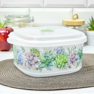 Емкость для СВЧ 2,5л "Bergamo" с клапаном, с декором (бесцветный)