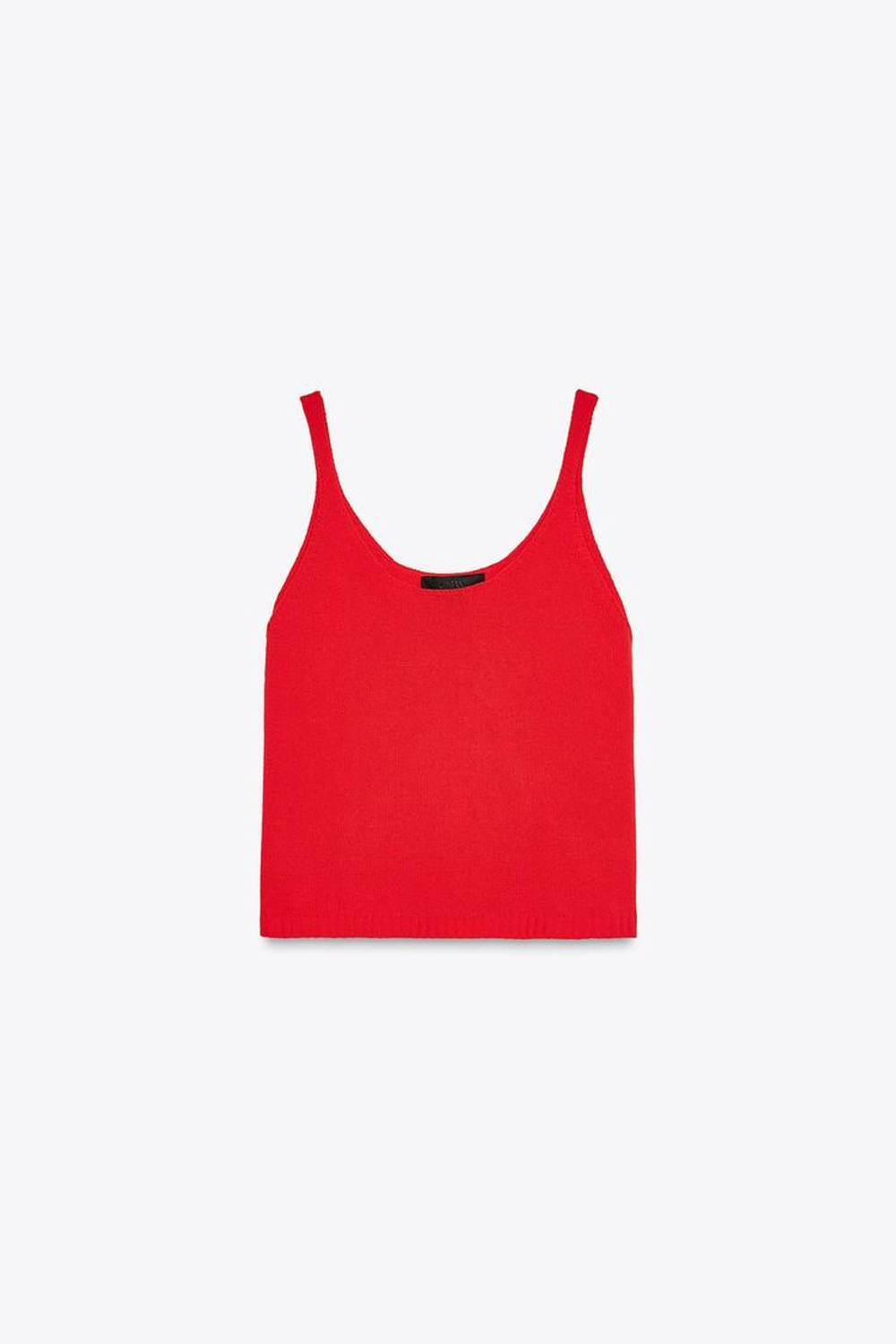 ZARA ОДНОТОННЫЙ ТОП С БРЕТЕЛЯМИ, КРАСНЫЙ