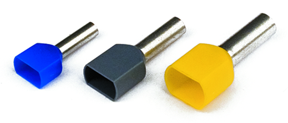 Наконечник-гильза двойная 18 мм с изолир.фланцем 1,50 кв.мм черный (НШВИ2)