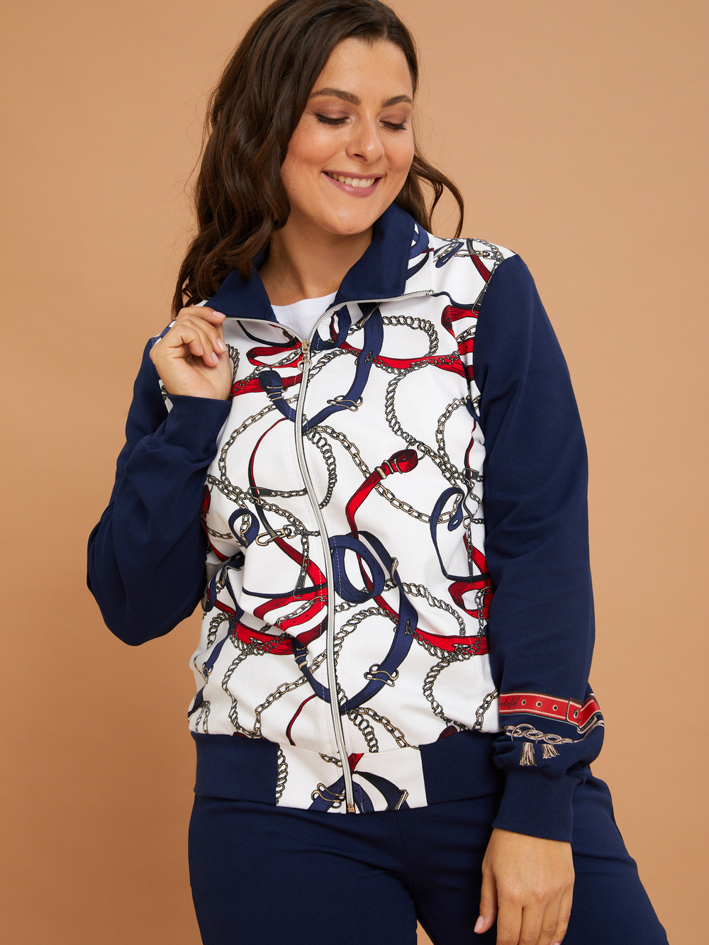 Толстовка К-384/белый-цепи