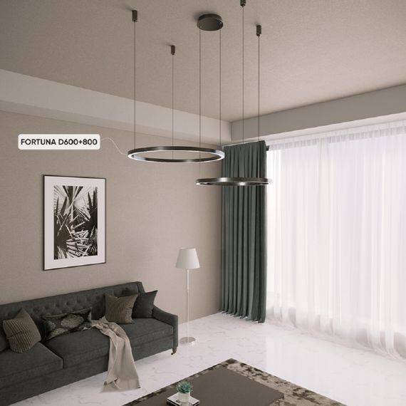 Подвесная люстра Crystal Lux FORTUNA SP123W LED D600+800 BLACK
