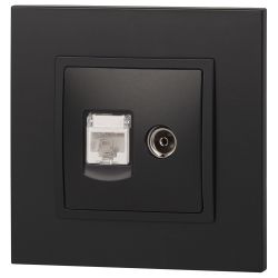 14-3110-05 ЭРА Розетка RJ45+TV, IP20, антрацит
