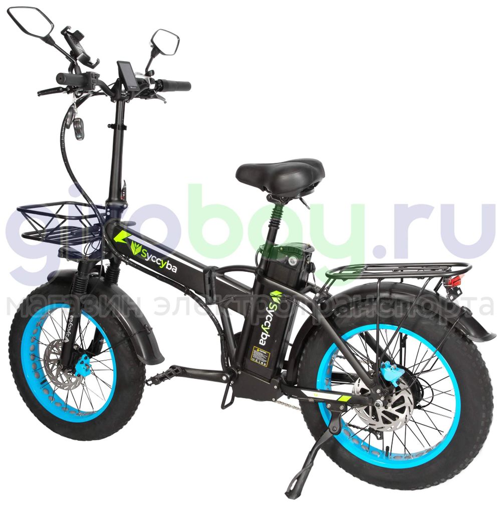 Электровелосипед Syccyba F10 Pro 2025 года (48V/15Ah) - Синий обод фото №4