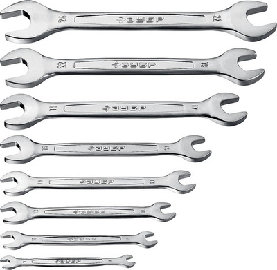 ЗУБР 8 шт, 6 - 24 мм, набор рожковых гаечных ключей, Профессионал (27011-H8)