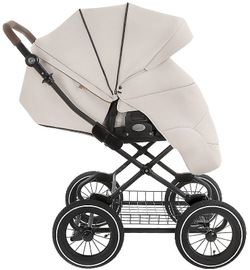 Детская коляска Roan Bass Next Classic Кожа d12 3 в 1 с автокреслом Elo Black RCL301/1 Island Stone