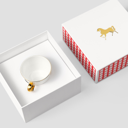 Чайная пара Farforite «Золотой конь» 250 мл в подарочной коробке