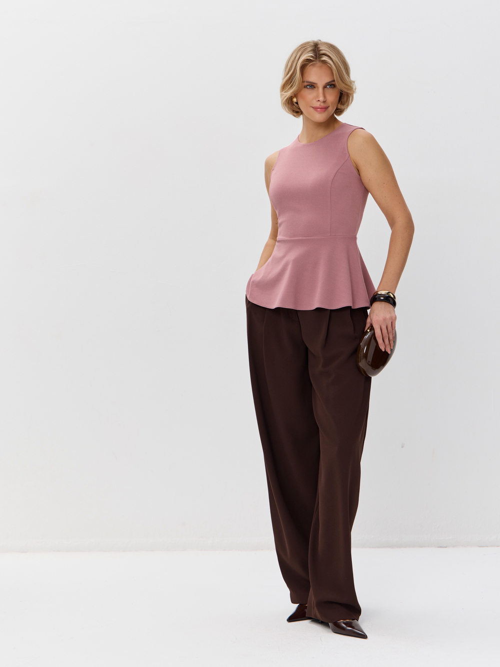 Вечерний топ-блузка с баской