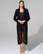 Удлиненный кардиган из премиального твида с вышивкой стеклянным бисером