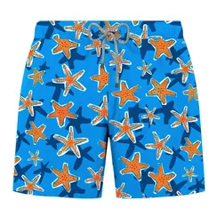 Мужские шорты пляжные голубые с принтом JOHN FRANK JFSSSWL47-STARFISH BLUE