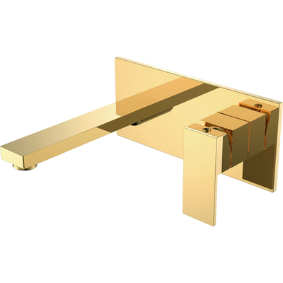 Смеситель для раковины Boheme Qubic 475-G С ВНУТРЕННЕЙ ЧАСТЬЮ, shinny gold