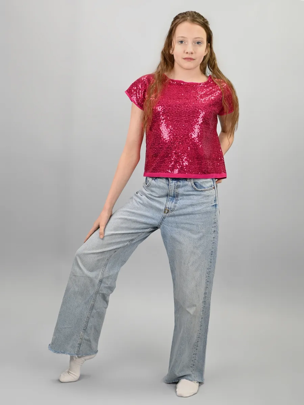 Блузка топ с пайетками для девочки