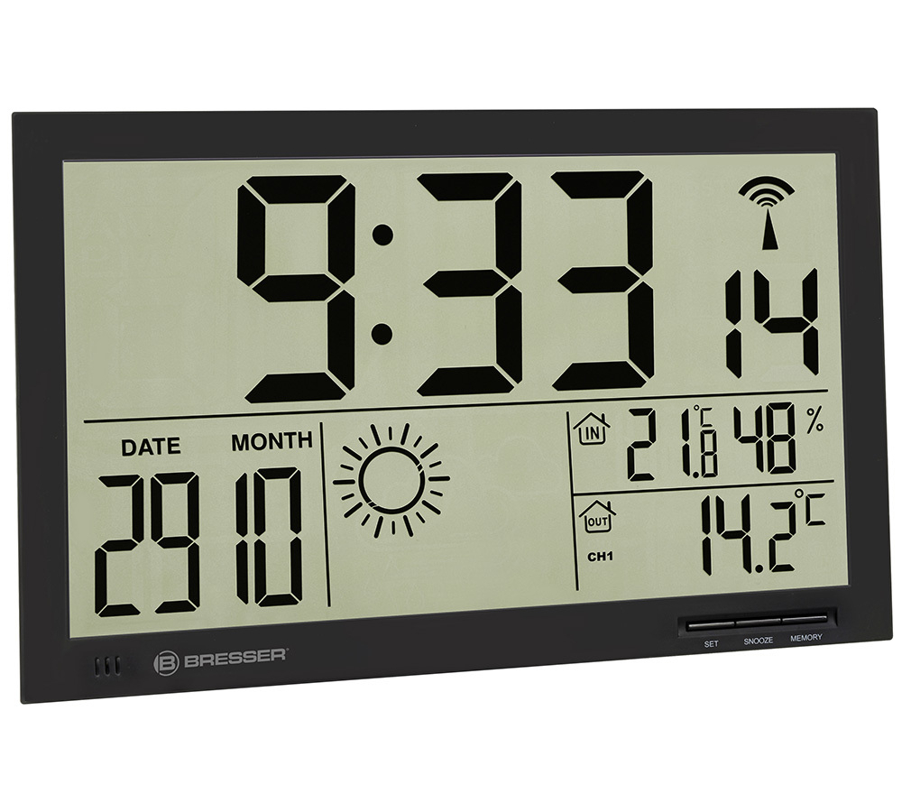 Метеостанция (настенные часы) Bresser MyTime Jumbo LCD, черная