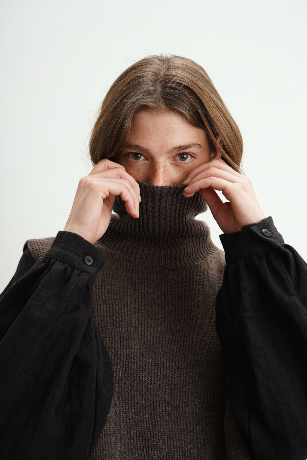 Манишка из кашемира с мериносом кофейного цвета ПРЕДЗАКАЗ