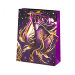 Пакет подарочный бумажный Alingar, (L+) 26х32х10 см, вертикальный, "Золотые розы", матов. ламинация, тиснеие, ассорти