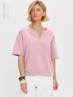 Плотная футболка из футера 2-нитки с V-вырезом HIGH TEMP