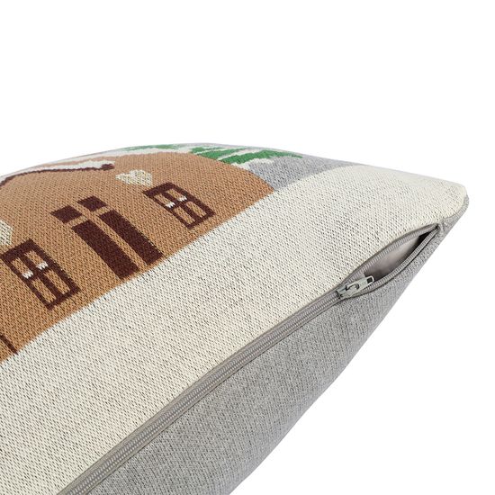 Подушка вязаная с новогодним рисунком christmas village из коллекции new year essential, 40x60 см