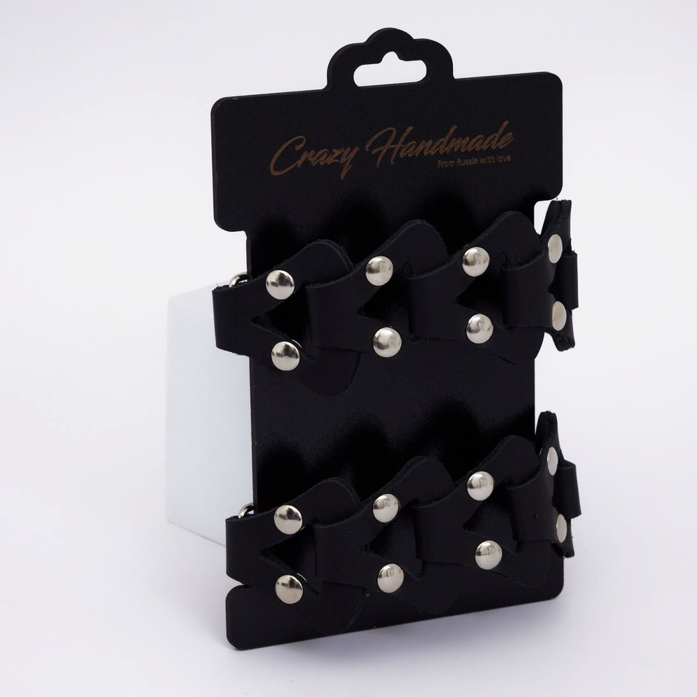 Черные кожаные наручники из звеньев