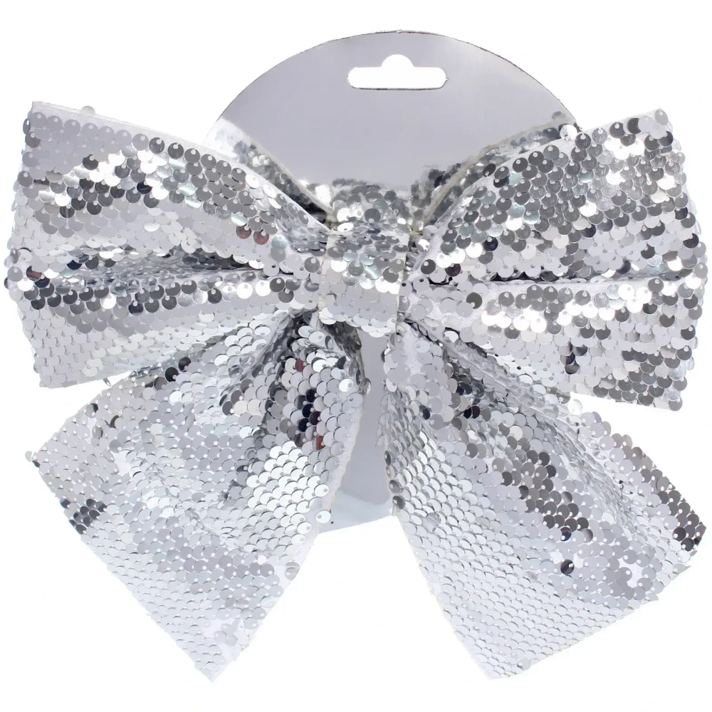 Бант на ёлку «Сияние» 20*22 см, Серебро