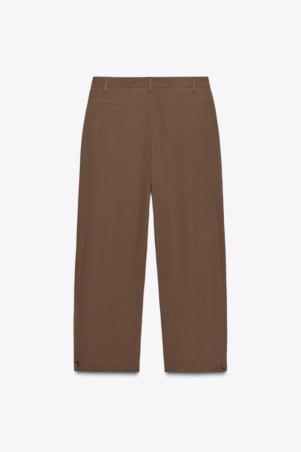 ZARA БРЮКИ С ЗАЩИПАМИ И ШЛЕВКАМИ — ZW COLLECTION, КОРИЧНЕВЫЙ