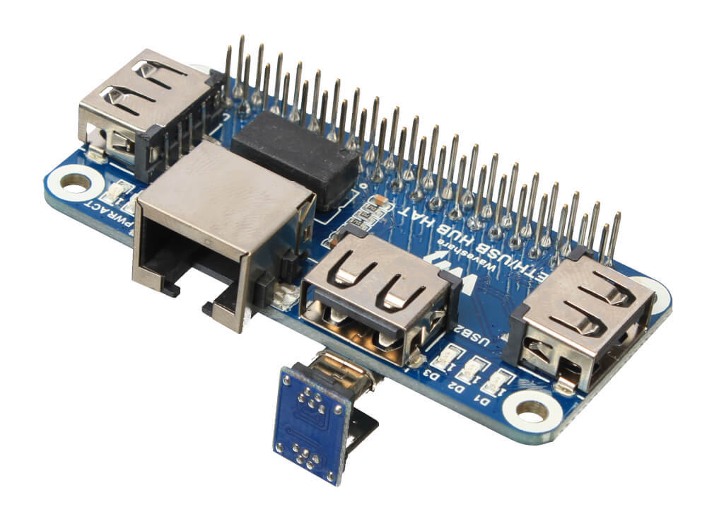 Плата расширения Ethernet / USB HUB HAT for Raspberry Pi, 1x RJ45, 3x USB