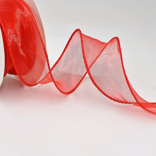 Лента 4см х 10м органза красный 1 шт