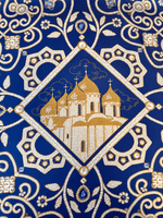 Платок «Жемчужное шитье» 100% шелк, сапфир