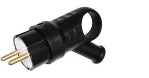 Вилка каучук с/з В16-385 черный с ушком 16А IP20 Беларусь