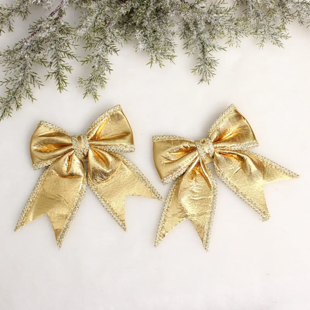 Бант на ёлку «Нежность» 14*16*6 (набор 2 шт) см, Шампань