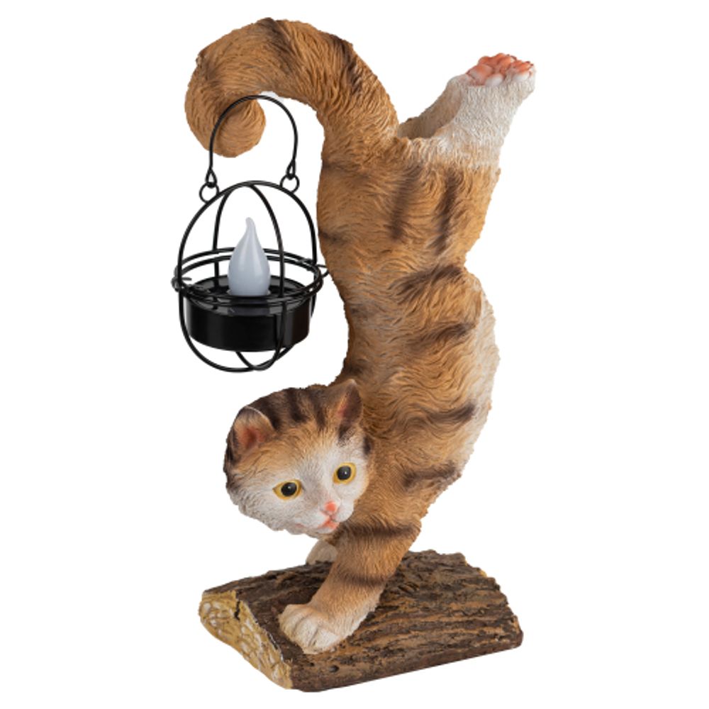 Светильник уличный ЭРА ERASF22-01 на солнечных батареях садовый Кот Акробат 37 см | Садовые декоративные светильники