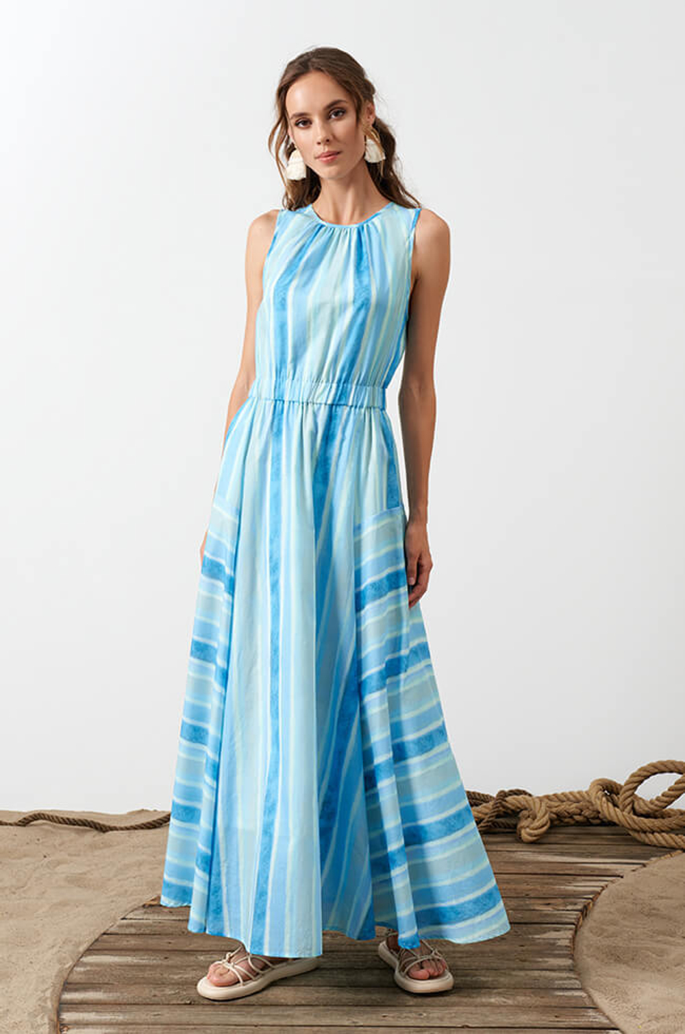 51572 Платье женское (голубой принт)