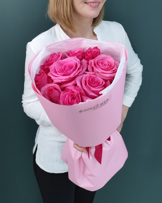 Роза малиновая Эквадор Премиум,9шт(00250)