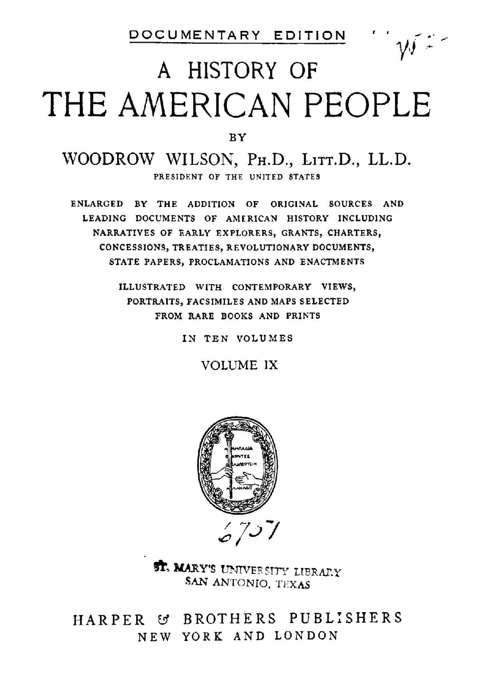 A History of the American People. Volume 9 | Woodrow Wilson