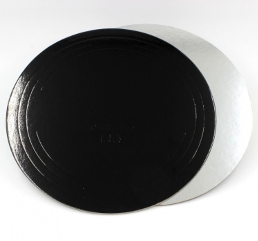 Подложка Pasticciere усиленная 3,2 мм, d=24 см (черная/серебро)