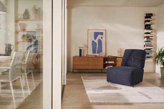 Neom Модульный пуф синего цвета 75 x 89 см