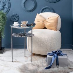 Столик декоративный Monstera Deliciosa (Монстера) Античное серебро