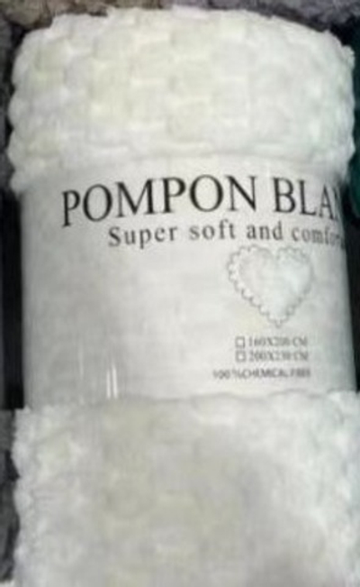 Плед 180*200см «Pompon», цвет жемчуг, микрофлис, 240 гр/м²