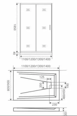 Душевая дверь в нишу Bas Infinity WTW-140-G-CH 140*185 без поддона