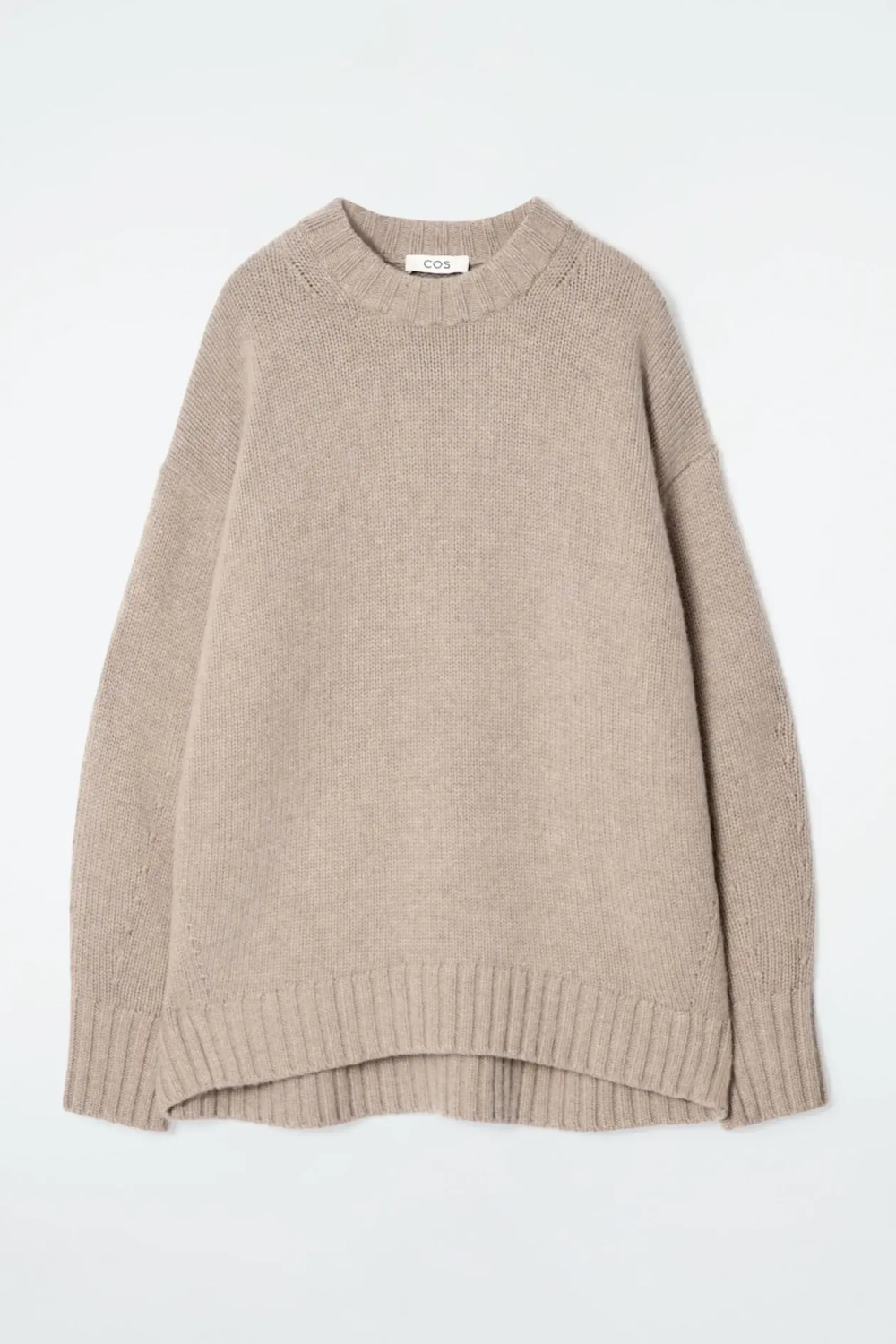 COS КАШЕМИРОВЫЙ СВИТЕР ГРУБОЙ ВЯЗКИ, БЕЖЕВЫЙ