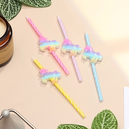 Свечи для торта Радужные единороги, 4 шт., спиральные, разноцветные