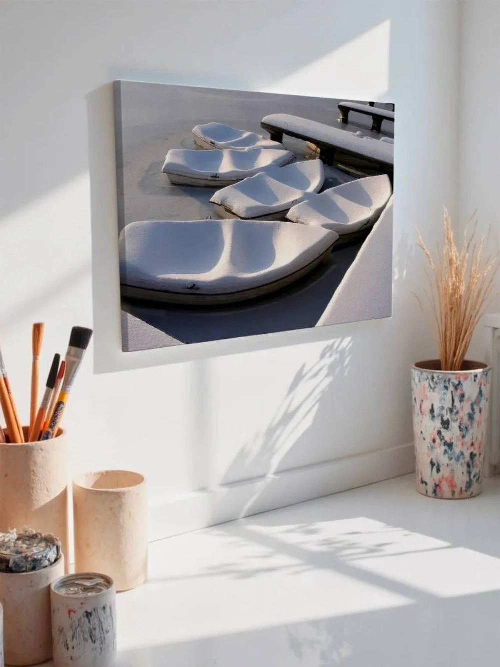 Картина на стену 40 X 50 Лодки под снегом