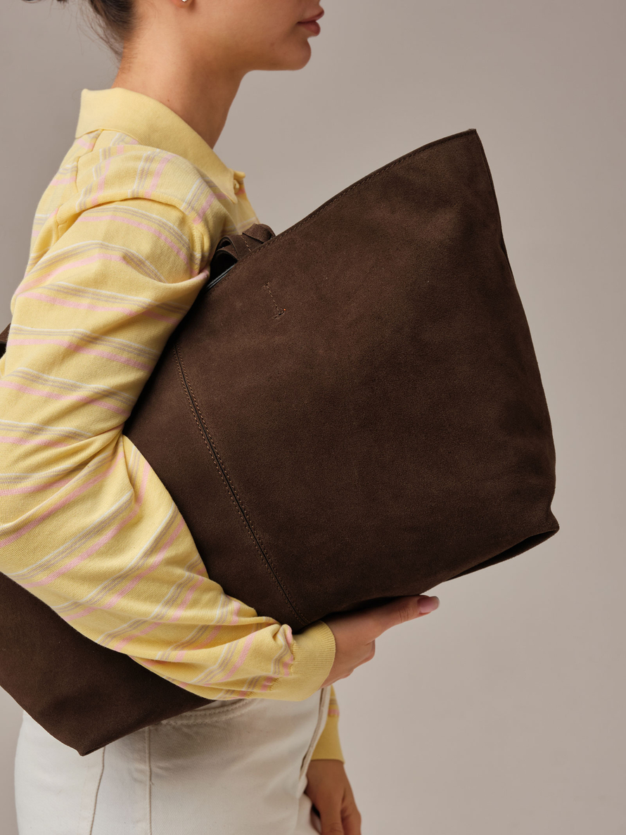 Замшевая сумка шоппер Texas DBR 31390 кофе