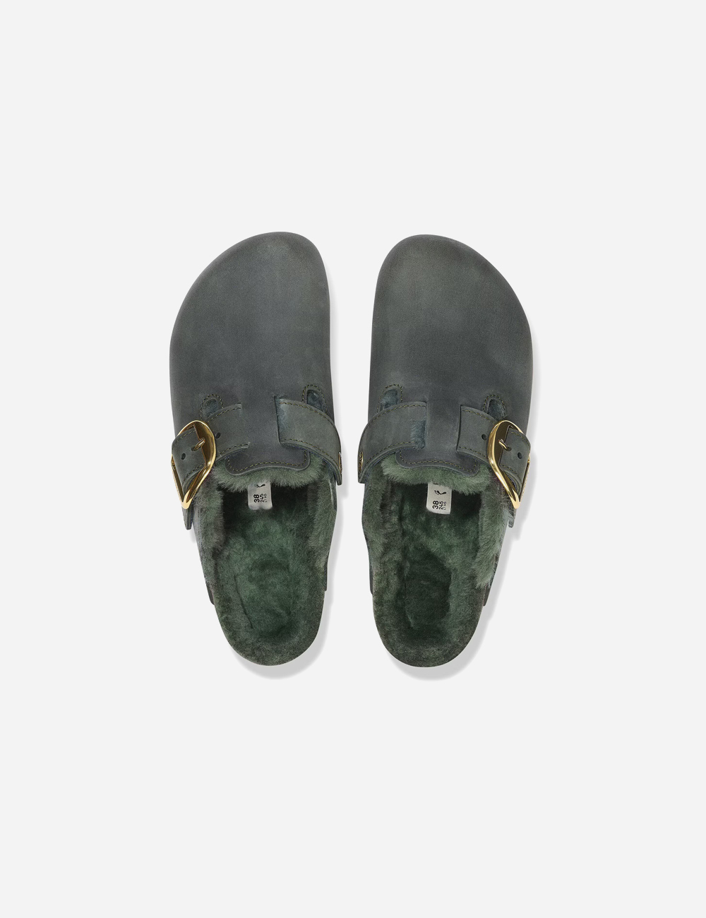 Birkenstock Boston Big Buckle Shearling Clogs "Thyme"