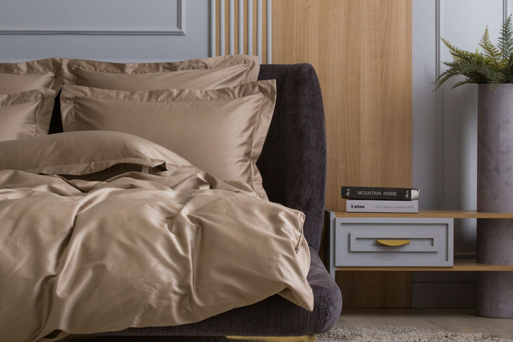 Простыня на резинке 180х200x40 German Grass Caramel Beige Allure бежевая