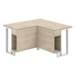 SP.0115.AR.AR.WH / Модуль угловой 1200х1200х750 / столешница:акация равелло, подстолье:акация равелло, металлокаркас:белый, лючок:серый